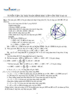 Tuyển tập các bài toán Hình học Lớp 9 ôn thi vào 10